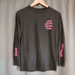 Anti Social Social Club Black & Pink Long-Sleeve Shirt Size Small